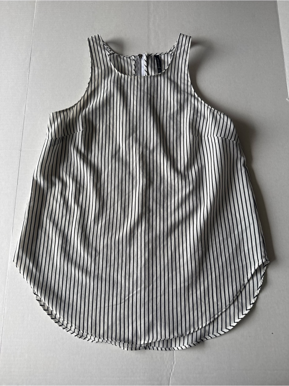 stradivarius Black and White Vertical Stripe Tank Top workwear M